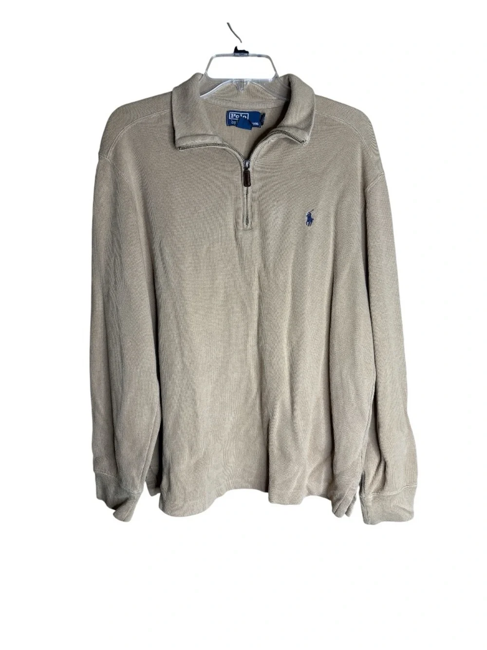 Polo Ralph Lauren Men’s Quarter Zip Pullover Sweater Tan Large